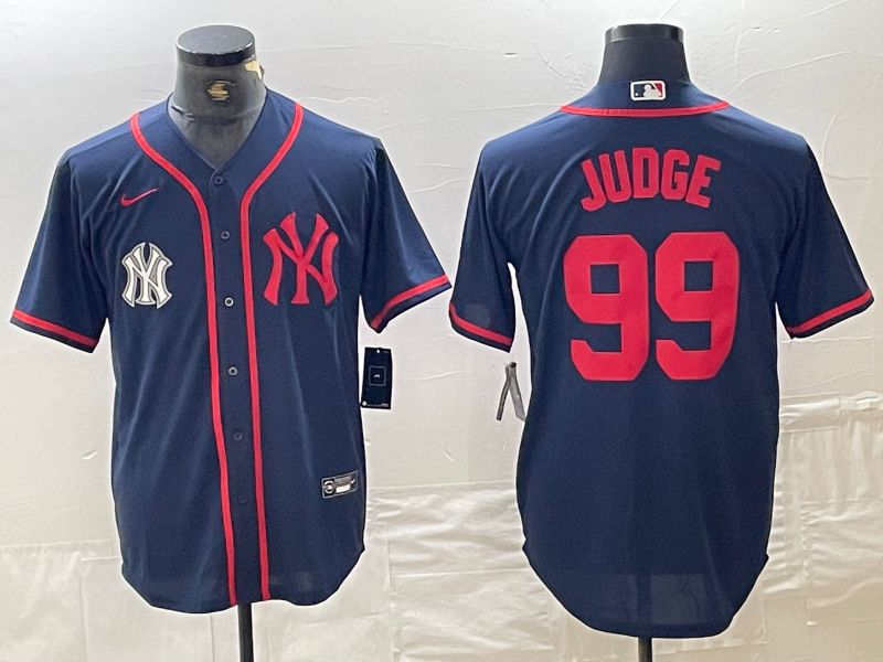 Men New York Yankees 99 Judge Blue Third generation joint name Nike 2024 MLB Jersey style 2